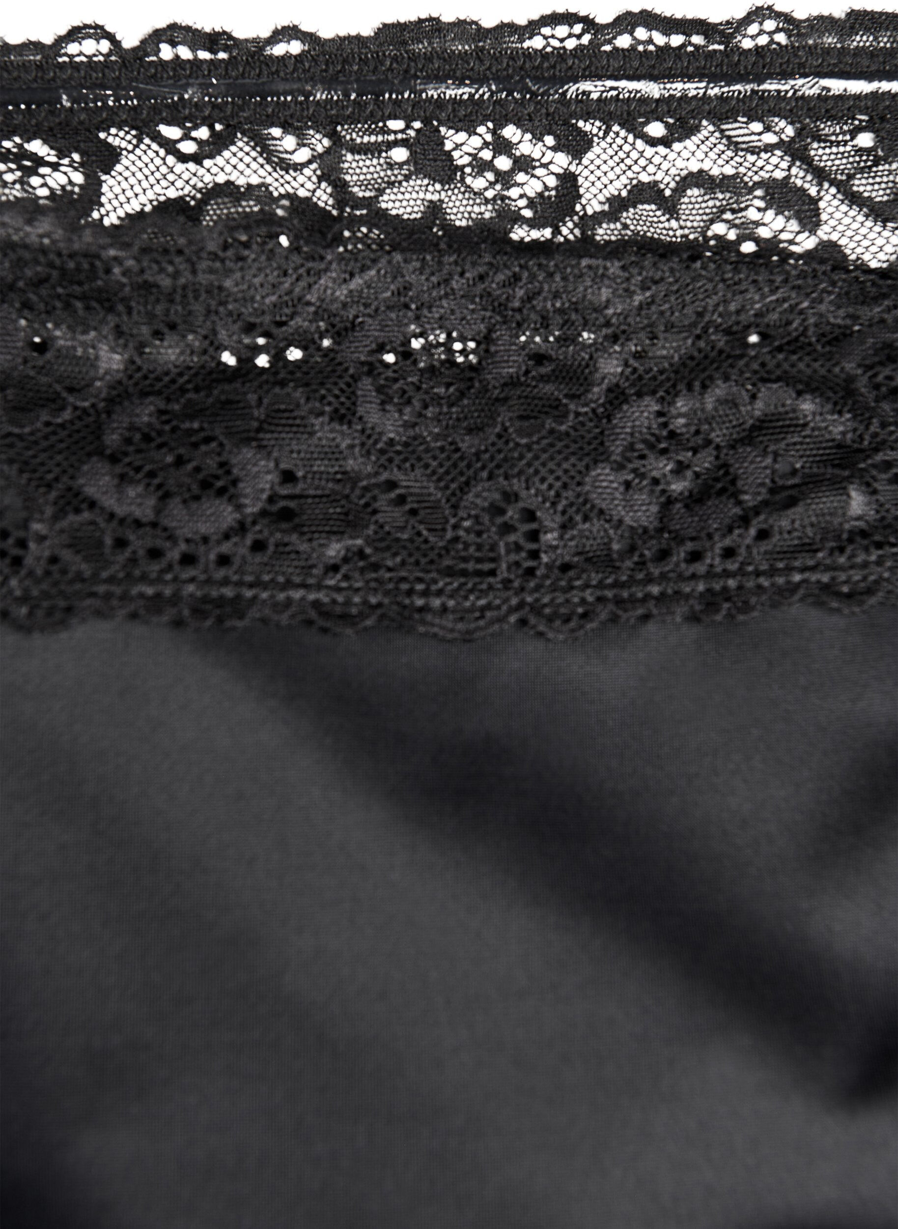Zizzifashion Period panties with lace, Black, Packshot image number 3