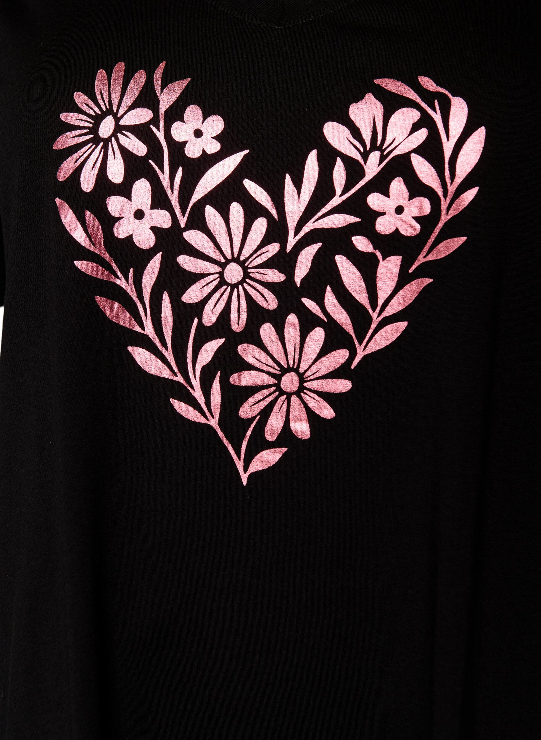 ZizzifashionOrganic cotton nightdress with V-neck, Black, Packshot image number 2