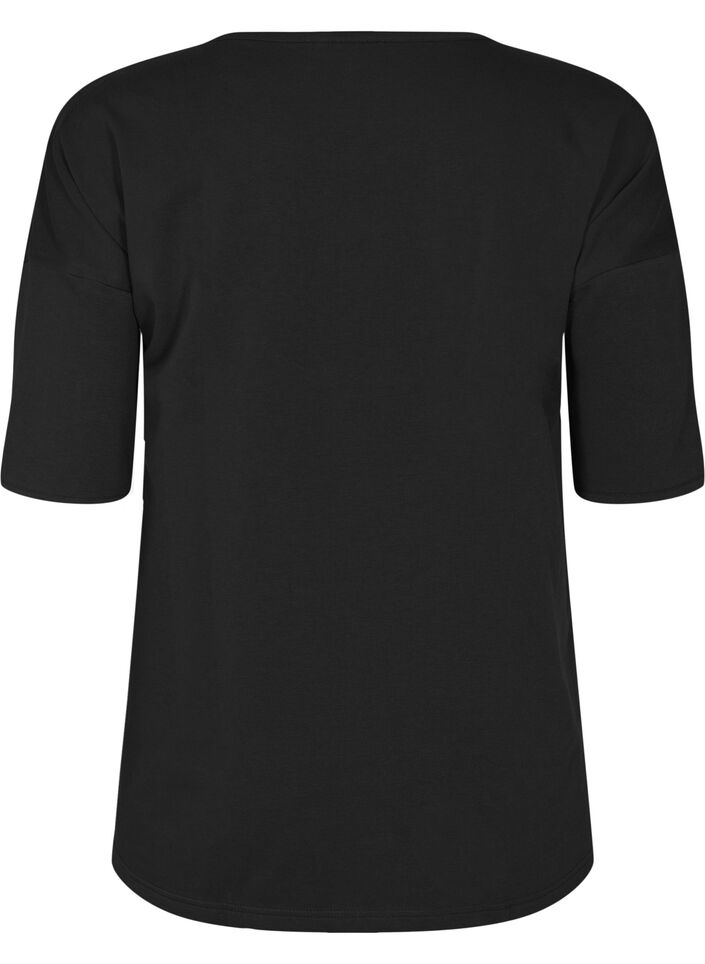 Blouse with half sleeves, Black, Packshot image number 1