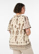 Blouse with pattern and crochet trim, Beige, Model image number 2
