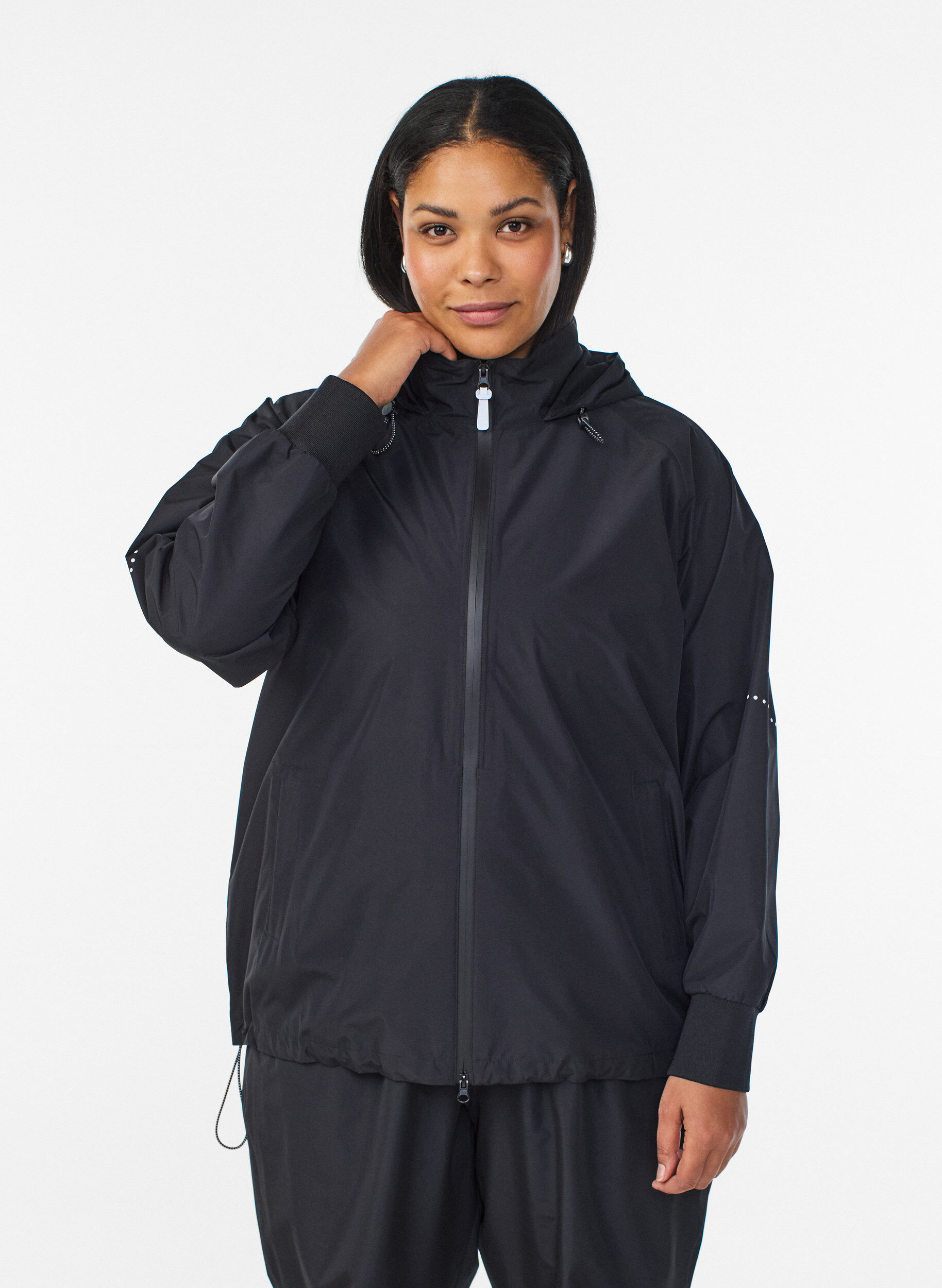 Zizzifashion Rain jacket with reflective details, Black, Model image number 0