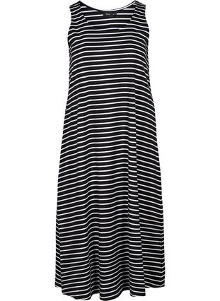 Dress, Black W. white stripe, Packshot image number 0