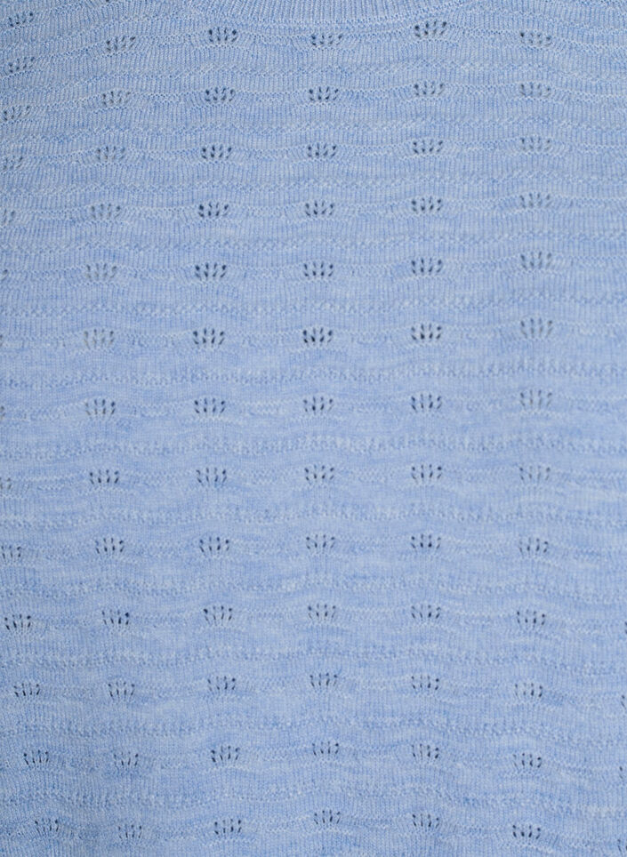 Knitted blouse with textured pattern and short sleeves, Light Blue, Packshot image number 2