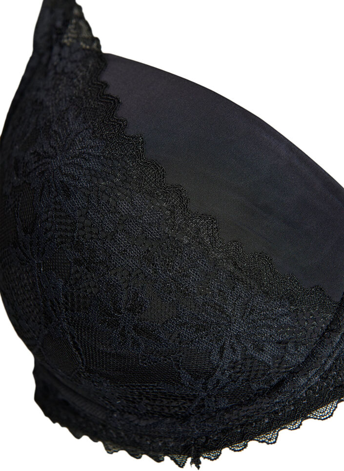 Padded bra with lace, Black, Packshot image number 2