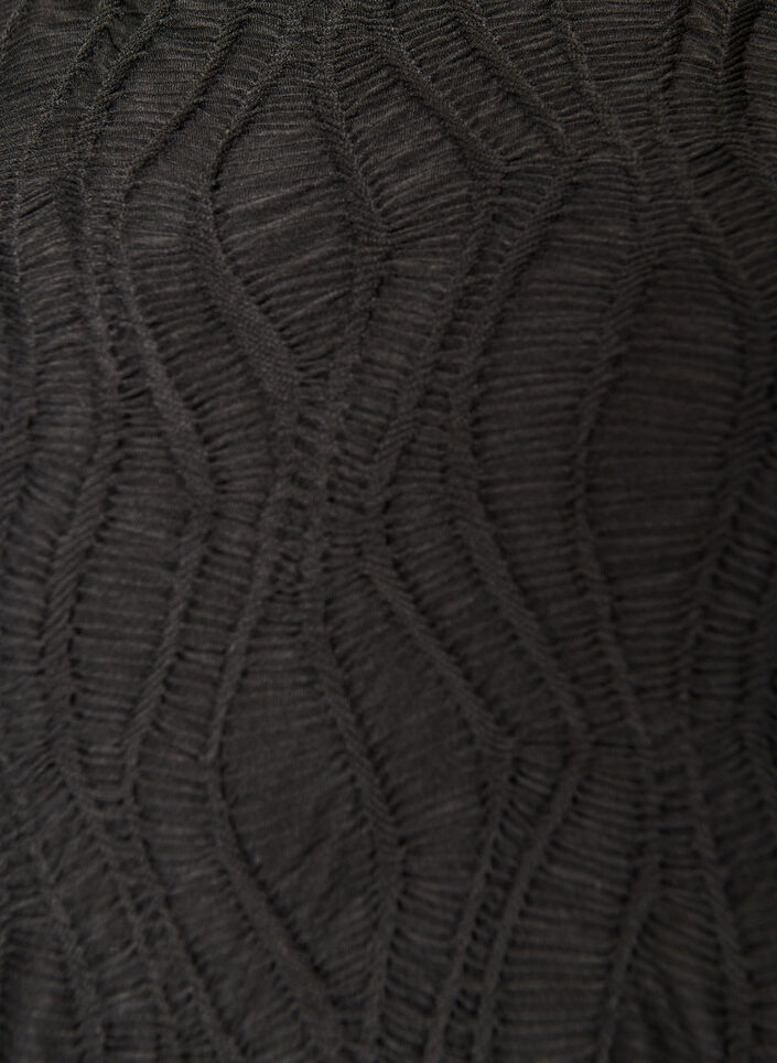 Midi dress with a wavy texture and long sleeves, Black, Packshot image number 2