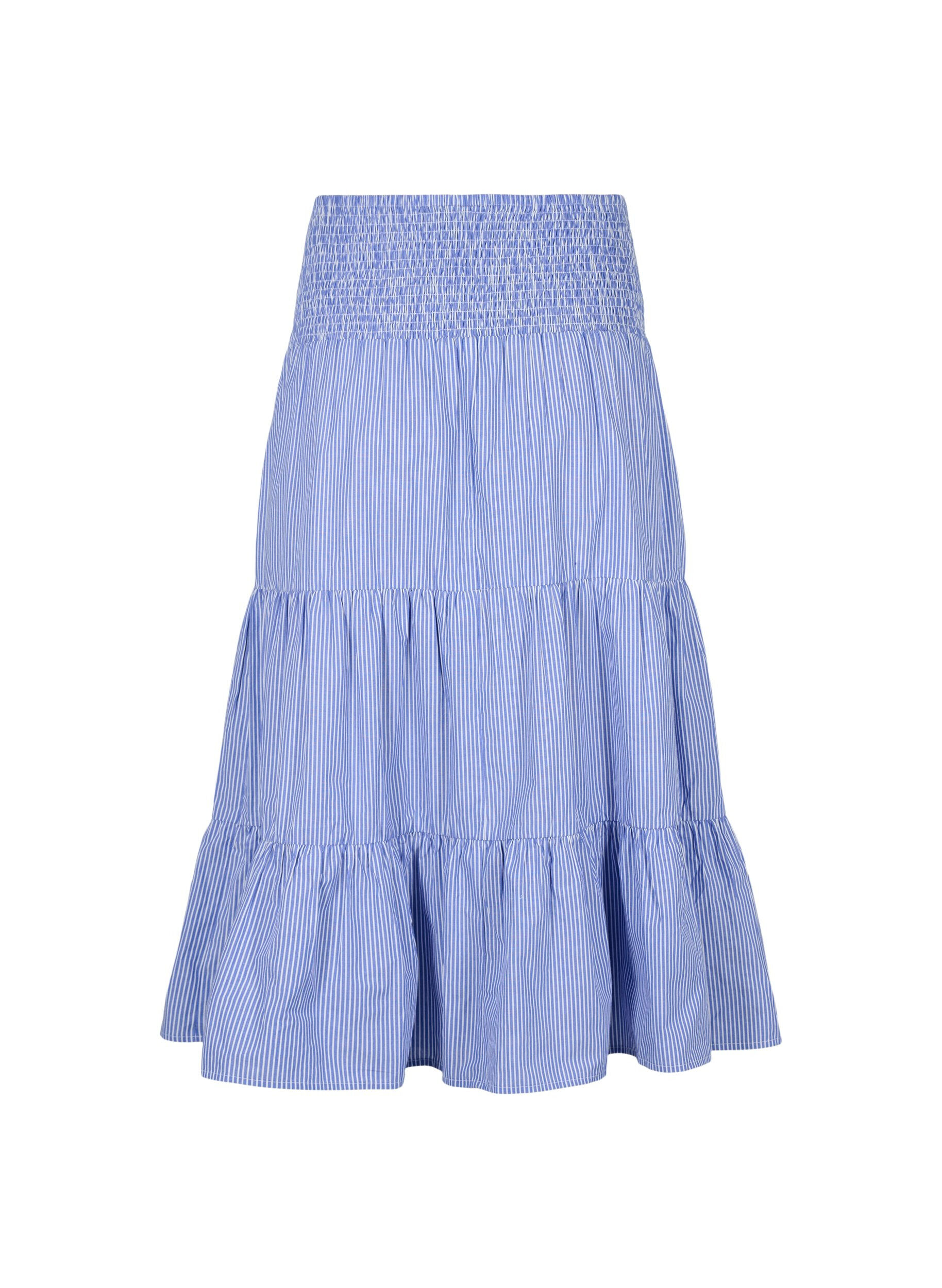 Zizzifashion Striped maxi skirt with a smock, Baja Blue Stripe, Packshot image number 1