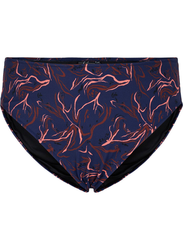 High-waisted bikini bottoms with high-cut leg, Black, Packshot image number 0