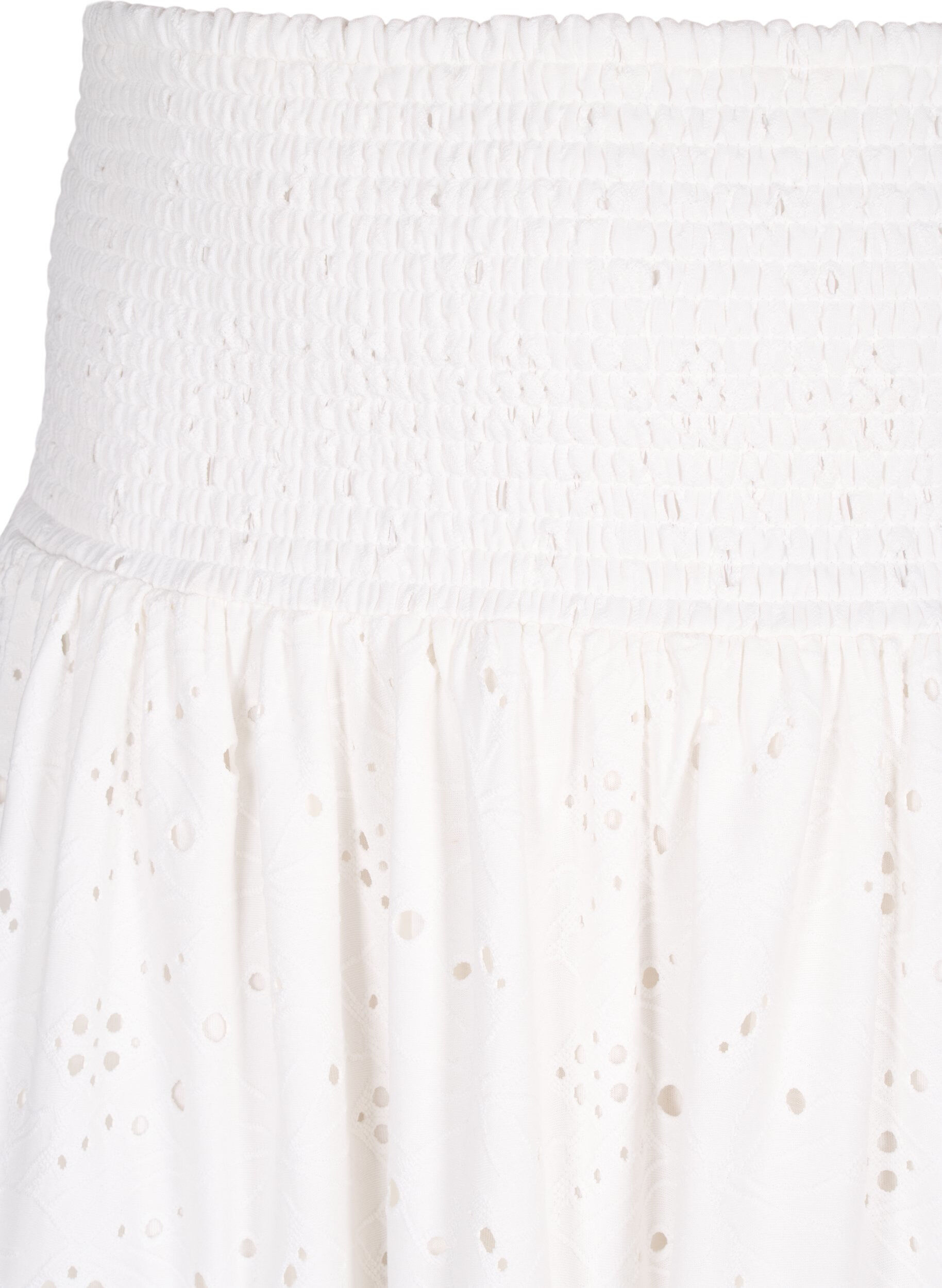 Zizzifashion Smock skirt with hole pattern, Bright White, Packshot image number 2