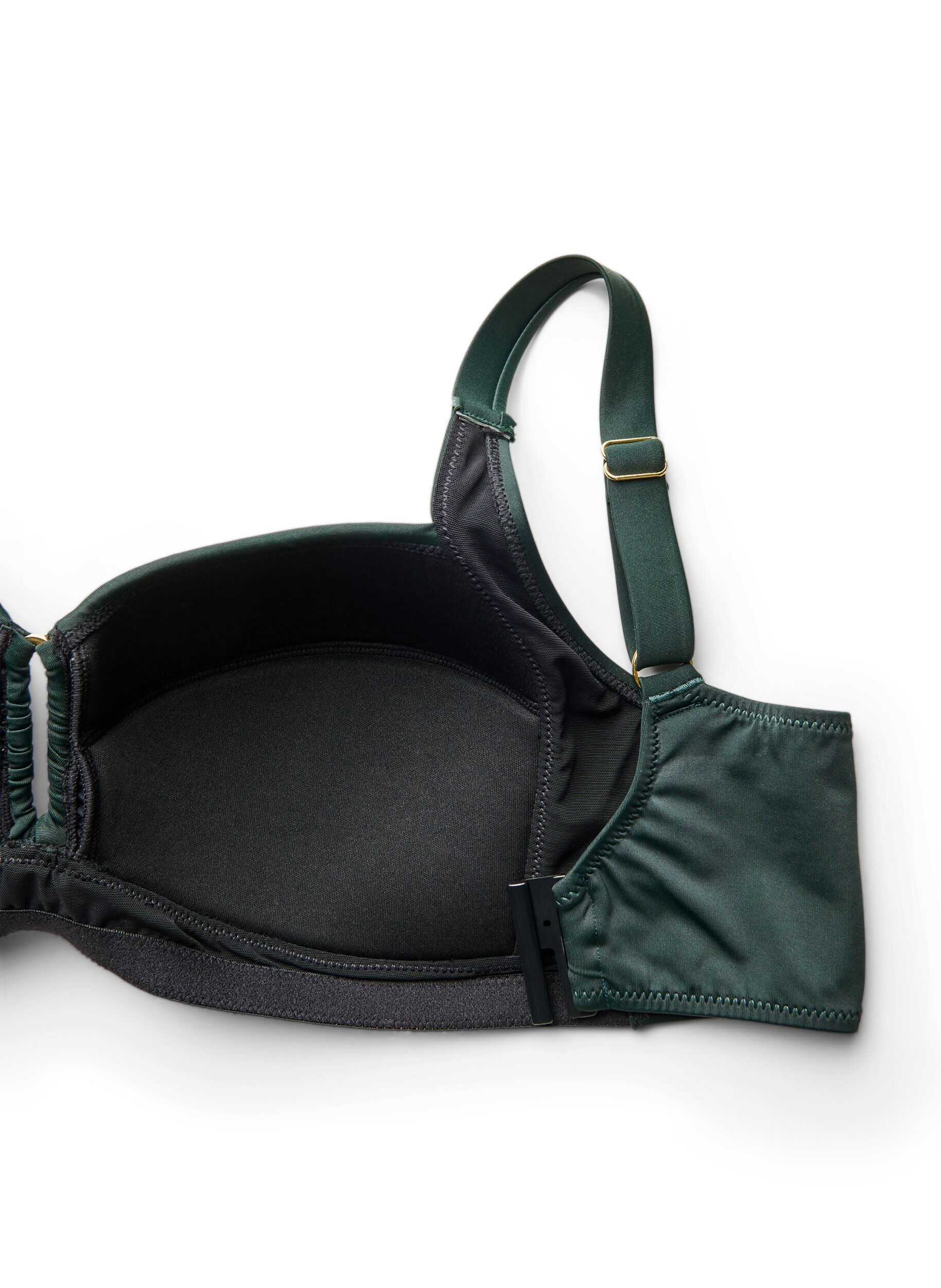 Zizzifashion Padded bikini top with ring detail, Green, Packshot image number 3
