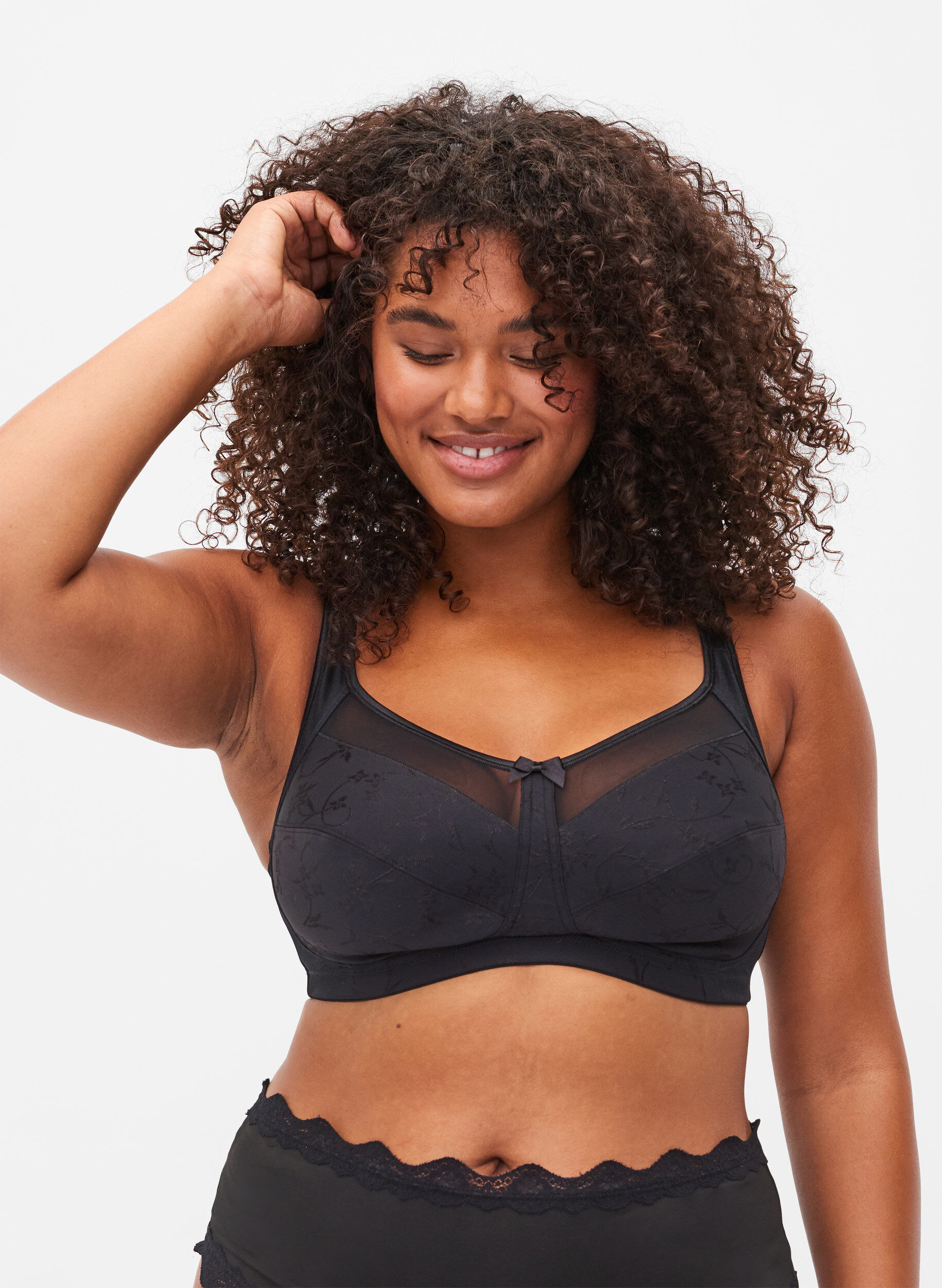 Zizzifashion Bra with mesh details, Black, Model image number 0