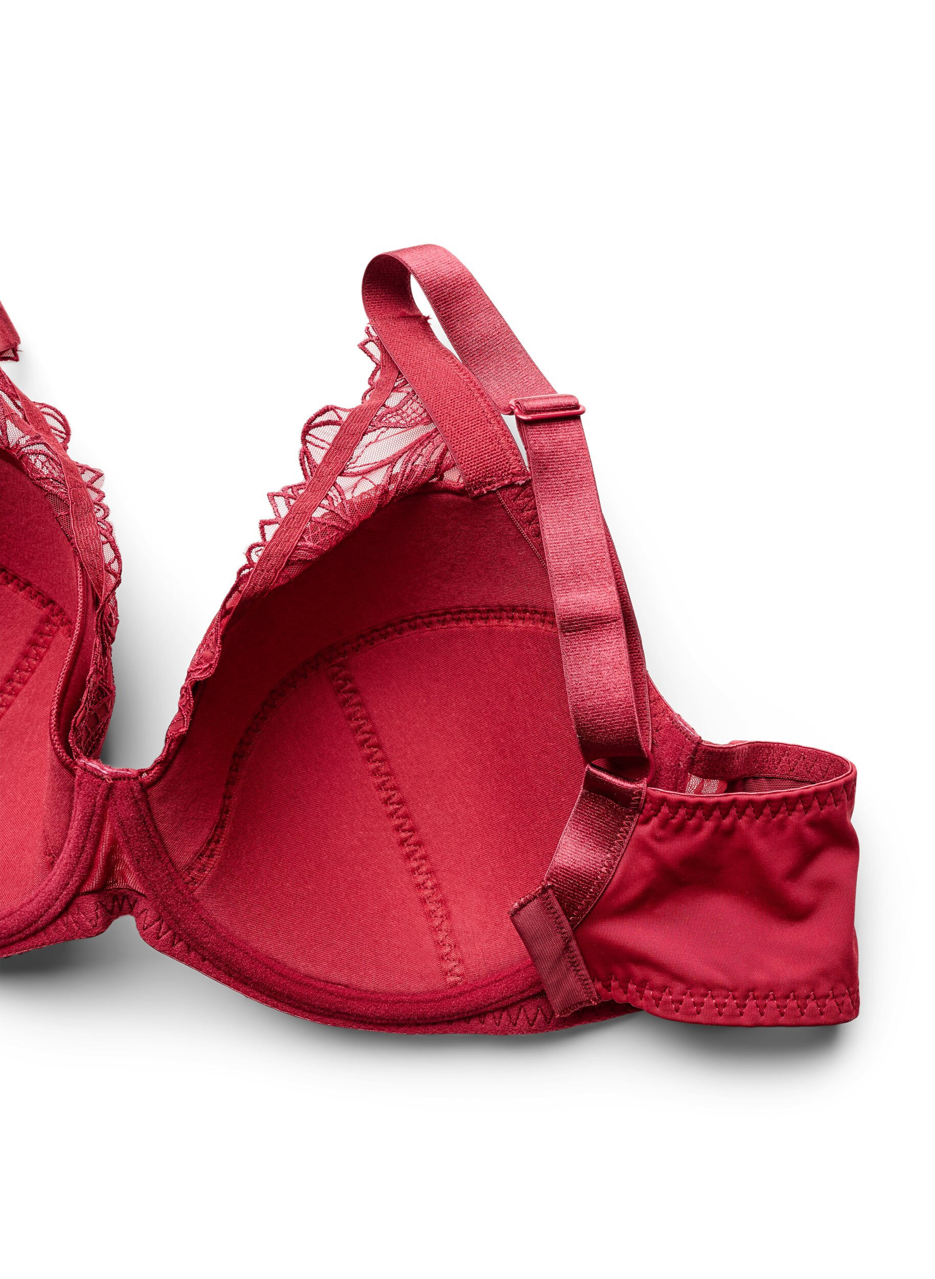 ZizzifashionPadded lace bra with underwire, Red, Packshot image number 3