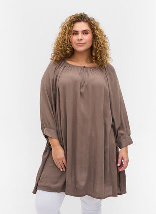 Viscose tunic with 3/4 sleeves, Falcon, Model image number 0