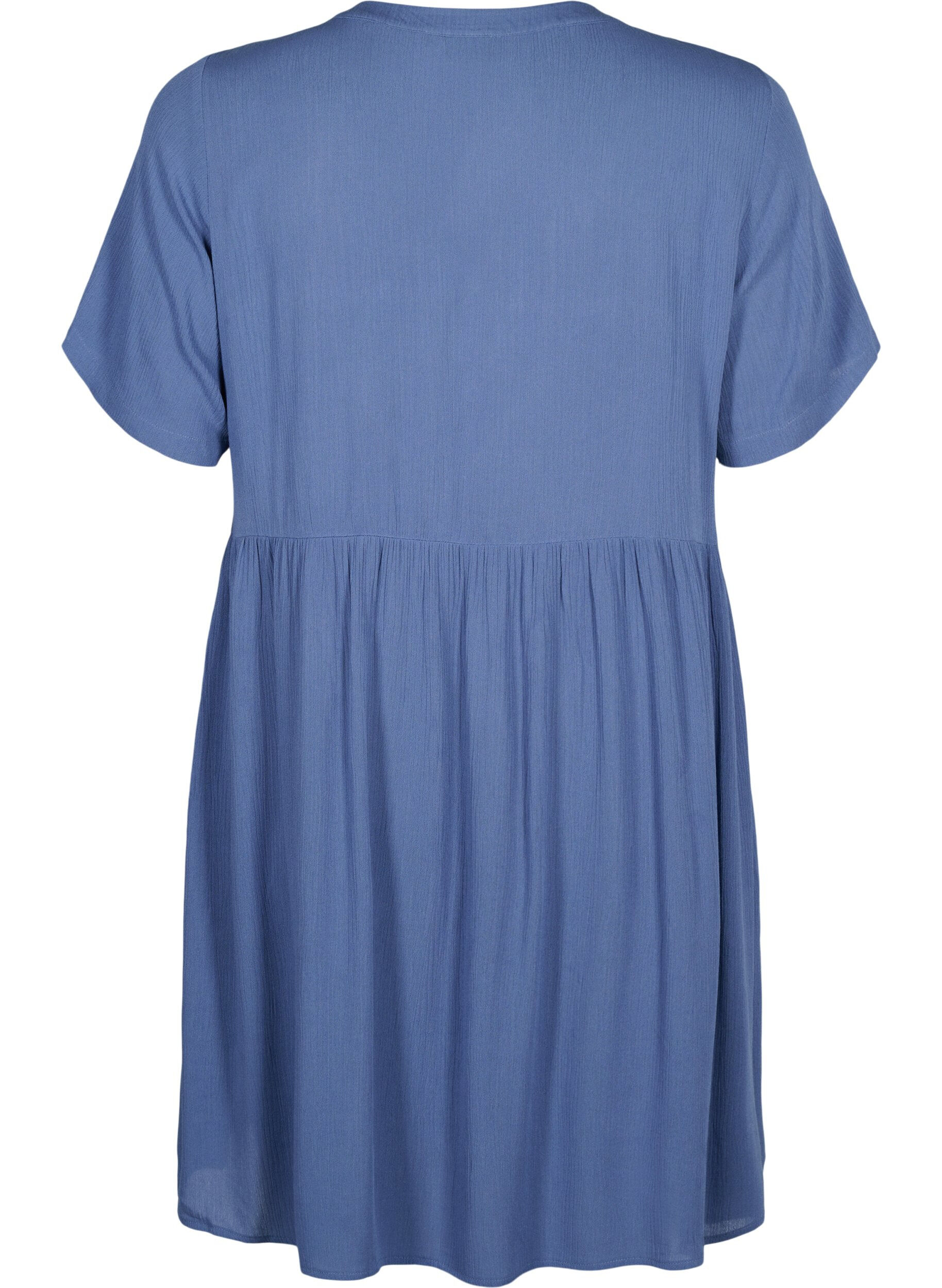 Zizzifashion A-line viscose dress with short sleeves, Moonlight Blue, Packshot image number 1