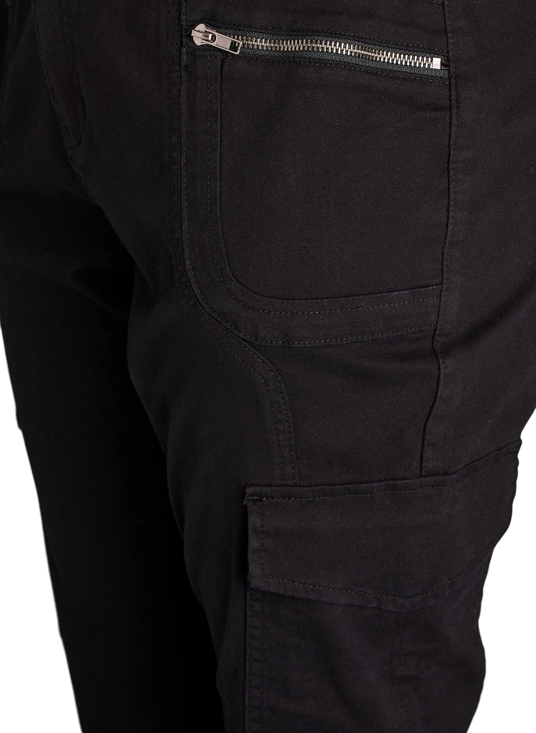 Zizzifashion Slim fit trousers with cargo pockets, Black, Packshot image number 2