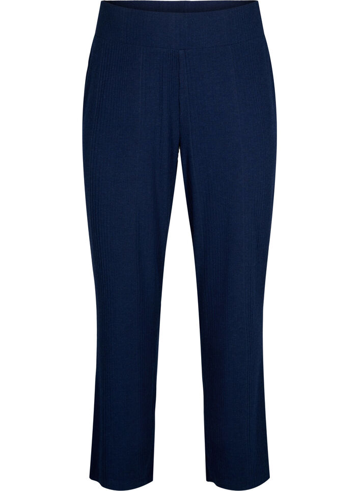 Comfortable pants with striped texture, Night Sky Mel., Packshot image number 0