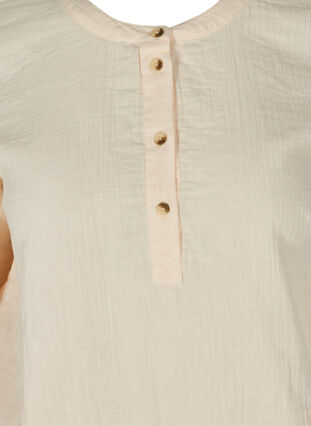 Cotton blouse with buttons and 3/4 sleeves, Mother Of Pearl, Packshot image number 2
