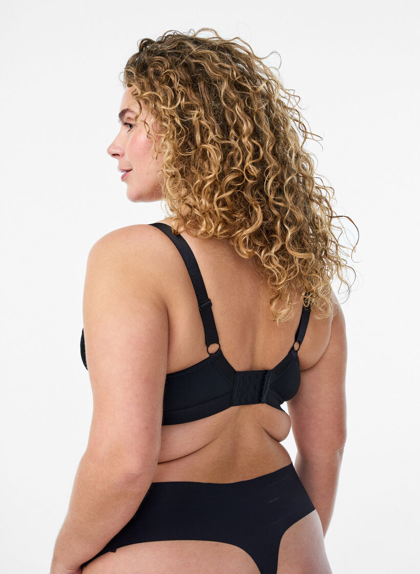 Wire-free bra with lace, Black, Model image number 2
