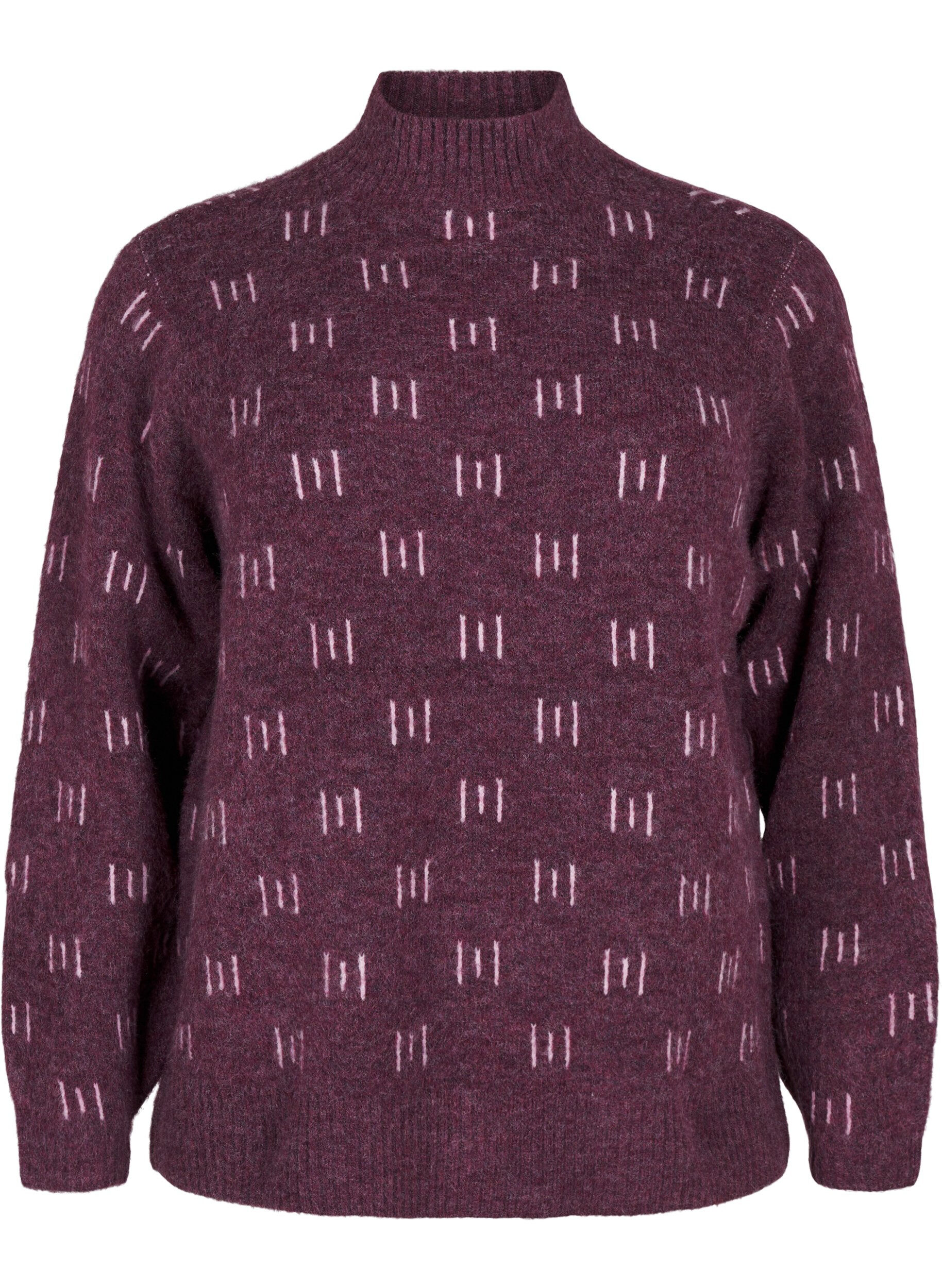 Zizzifashion Knitted blouse with pattern and high neck, Potent P. Mel. Comb, Packshot image number 0