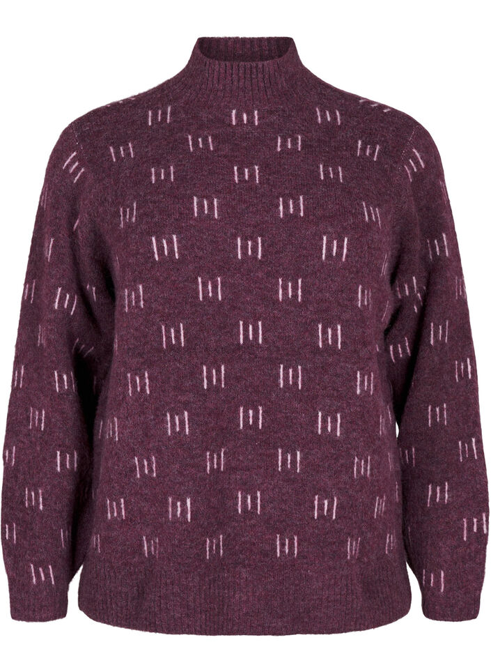 Knitted blouse with pattern and high neck, Potent P. Mel. Comb, Packshot image number 0