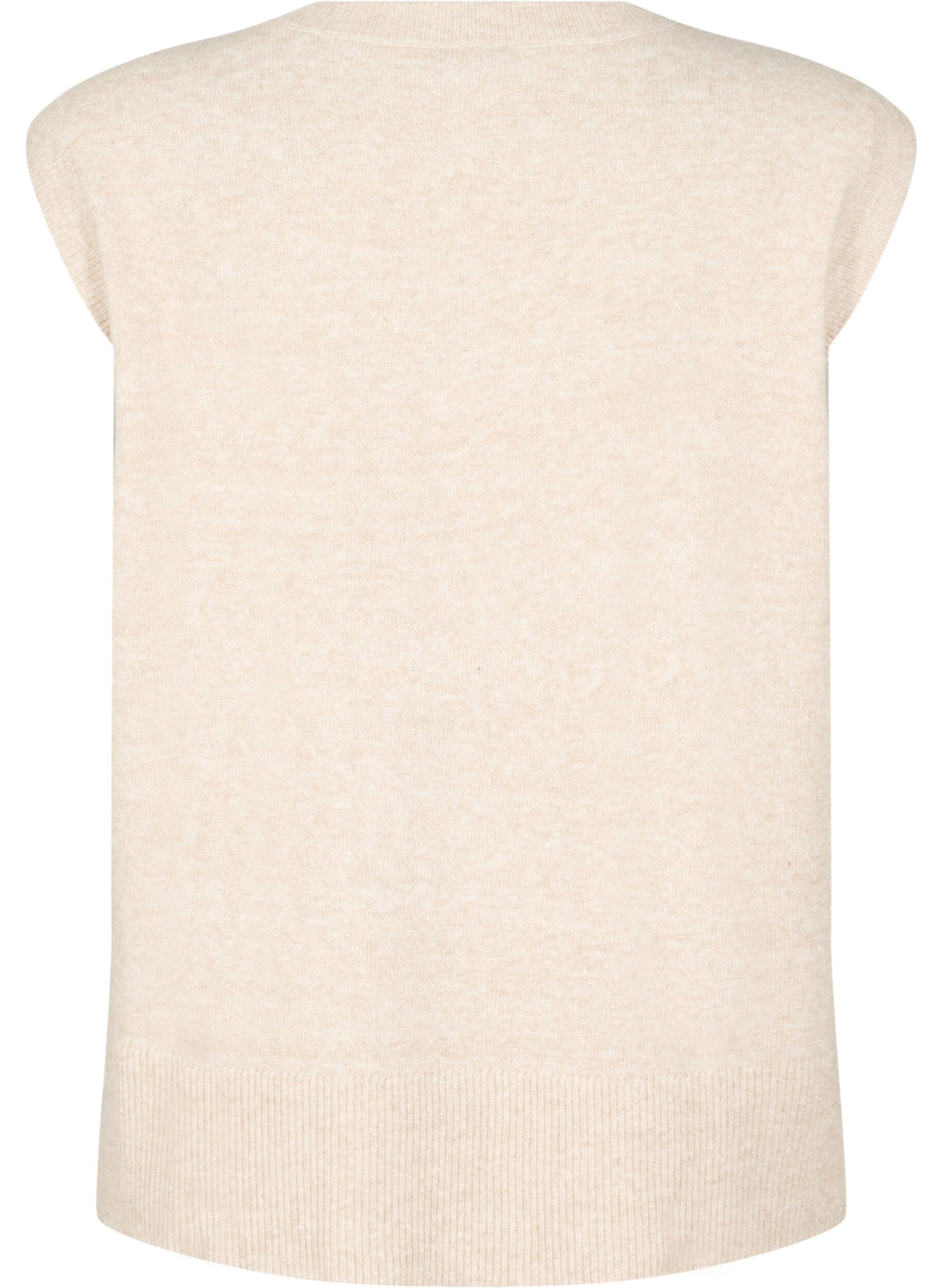 ZizzifashionKnitted vest with ribbed edges, Beige, Packshot image number 1