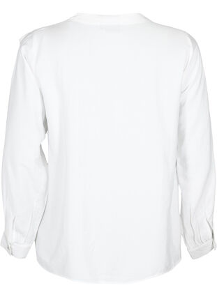 Viscose shirt blouse with ruffles, Bright White, Packshot image number 1