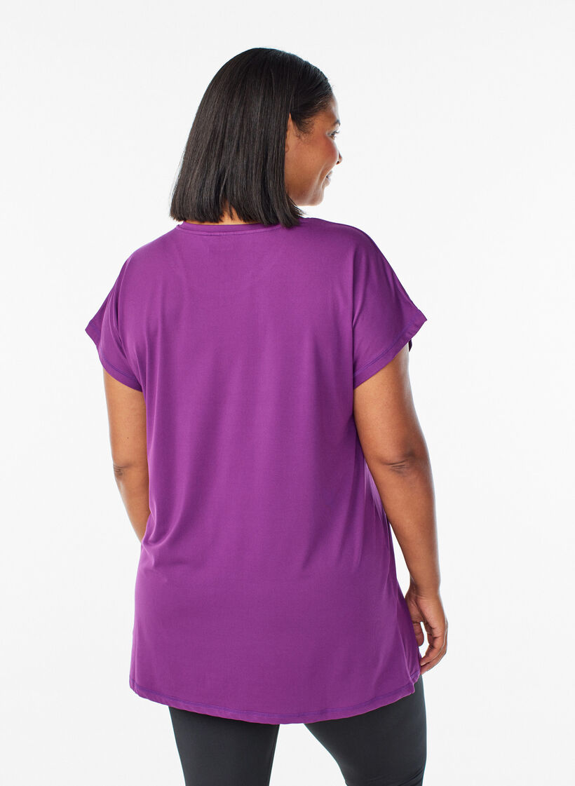 Long workout T-shirt, Purple, Model image number 2