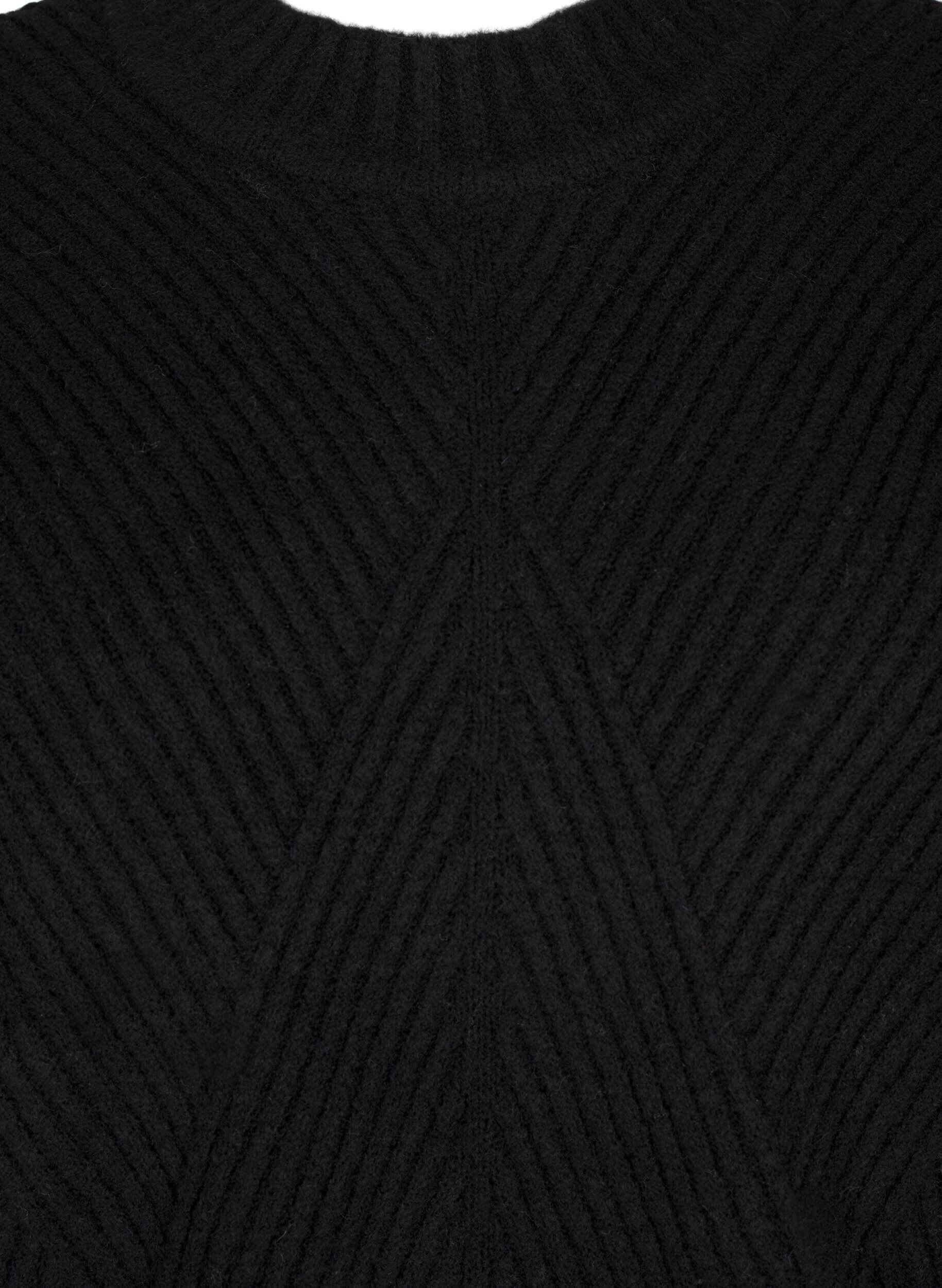 Zizzifashion Jumper with a striped pattern and long sleeves, Black Mel., Packshot image number 2
