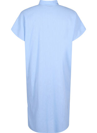 Long shirt in cotton blend with linen, Serenity, Packshot image number 1