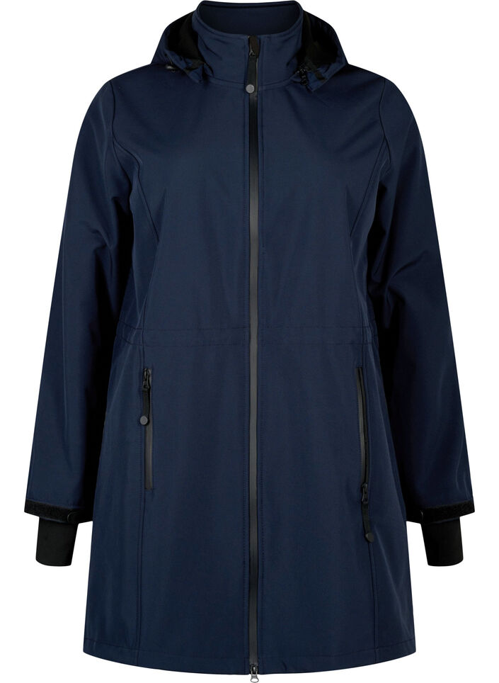 Softshell jacket with detachable hood, Blue, Packshot image number 0