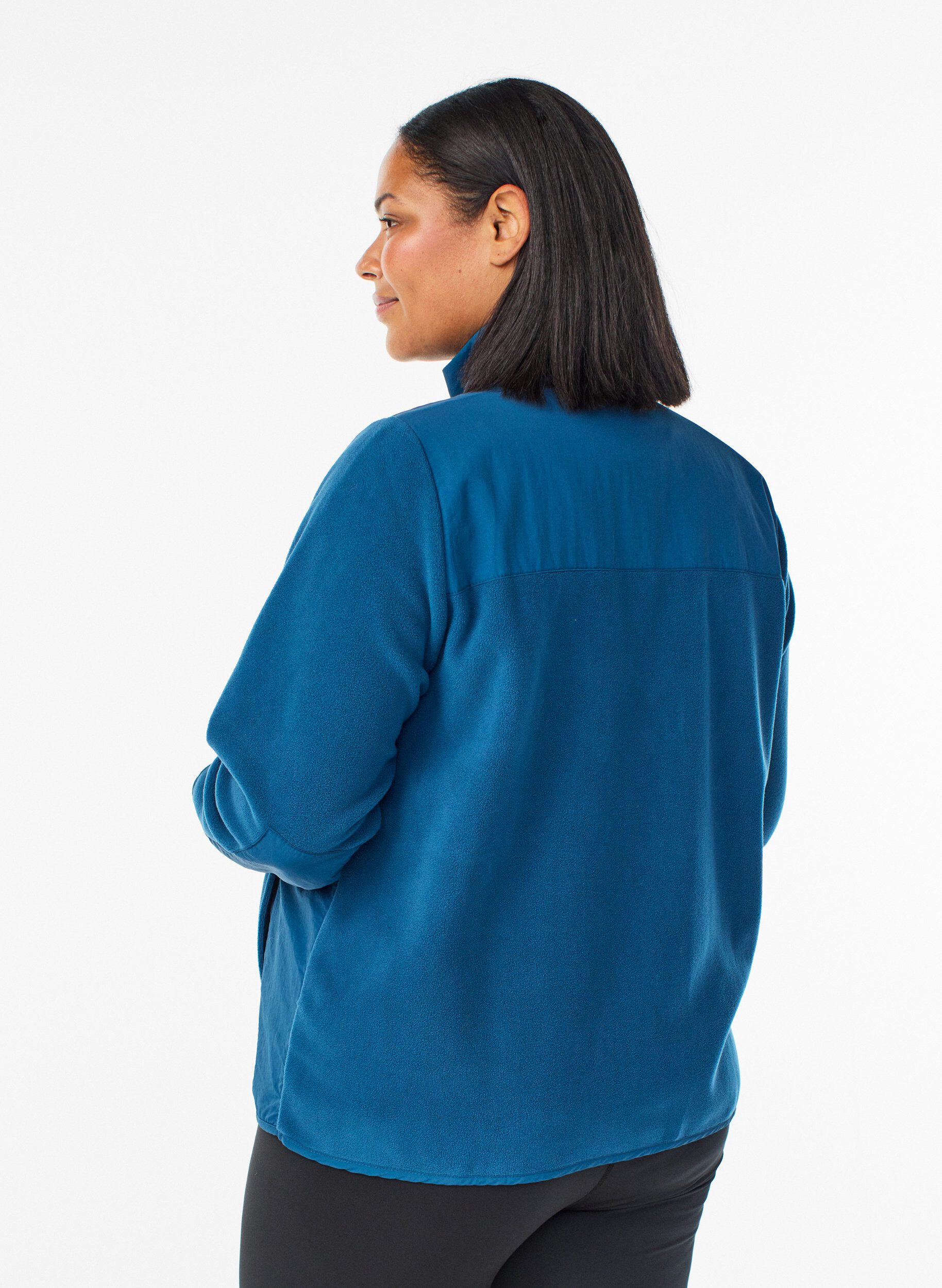 Zizzifashion Fleece jacket with high collar and pockets, Blue, Model image number 2