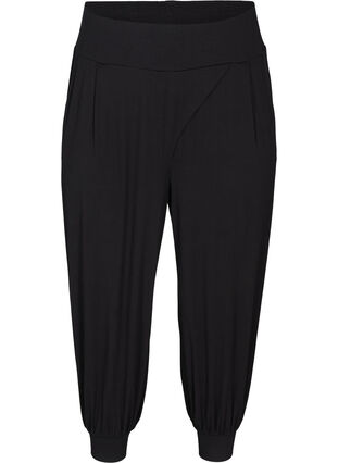 Loose exercise trousers in viscose with pockets, Black, Packshot image number 0