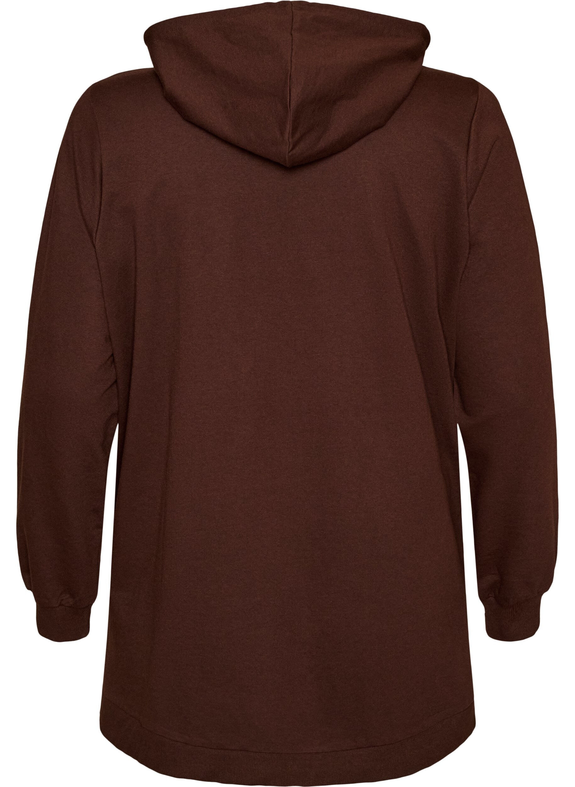 ZizzifashionHoodie with a terry text motif, Brown, Packshot image number 1