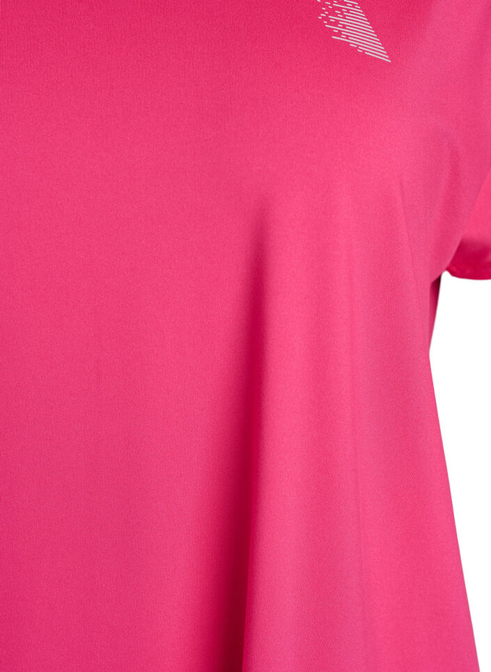 Short sleeve sport t-shirt with v-neck, Pink, Packshot image number 2
