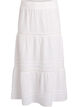 A-line midi skirt in cotton muslin with crochet band, White, Packshot image number 0