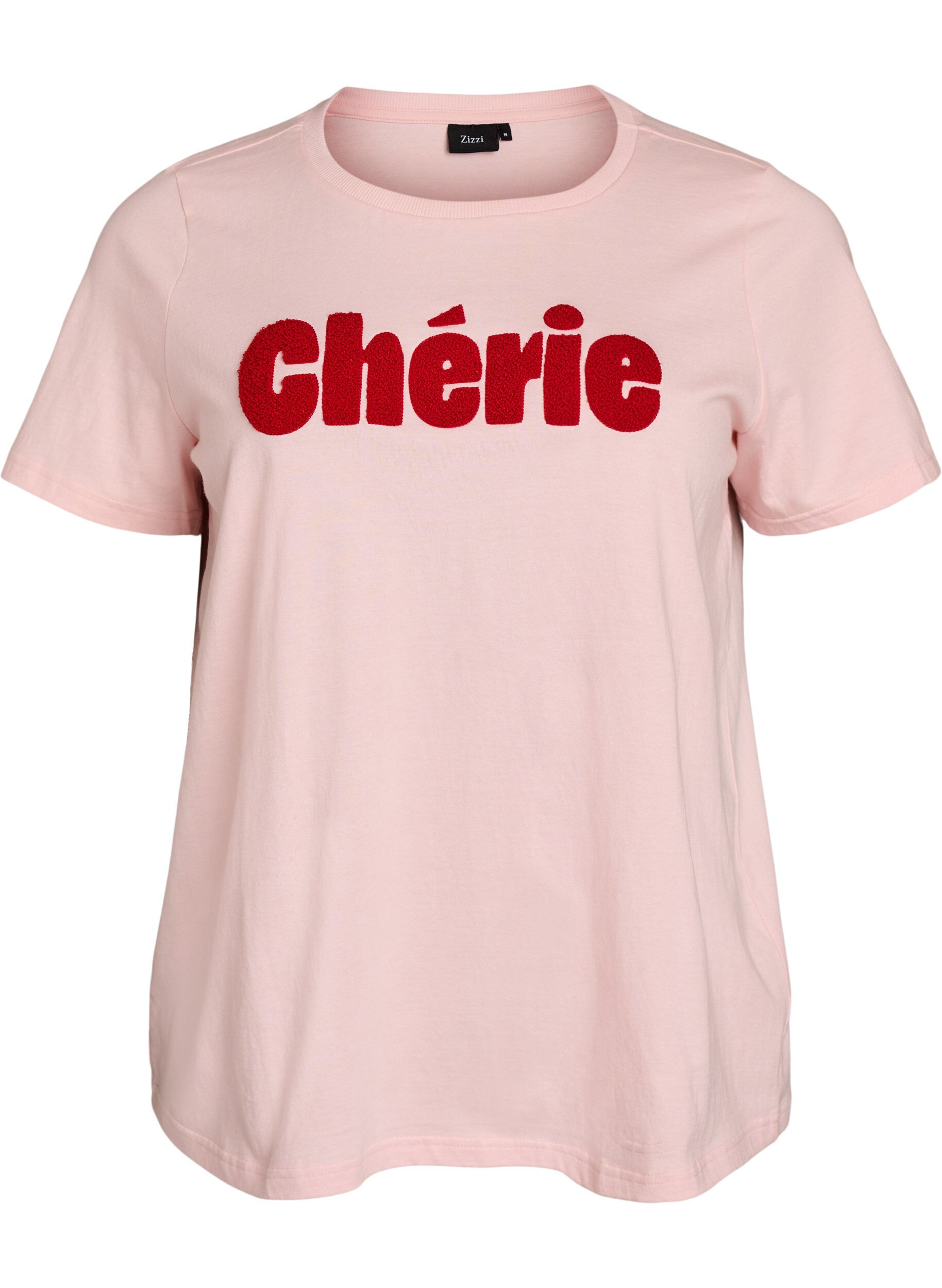 ZizzifashionOrganic cotton T-shirt with front print, Rose, Packshot image number 0