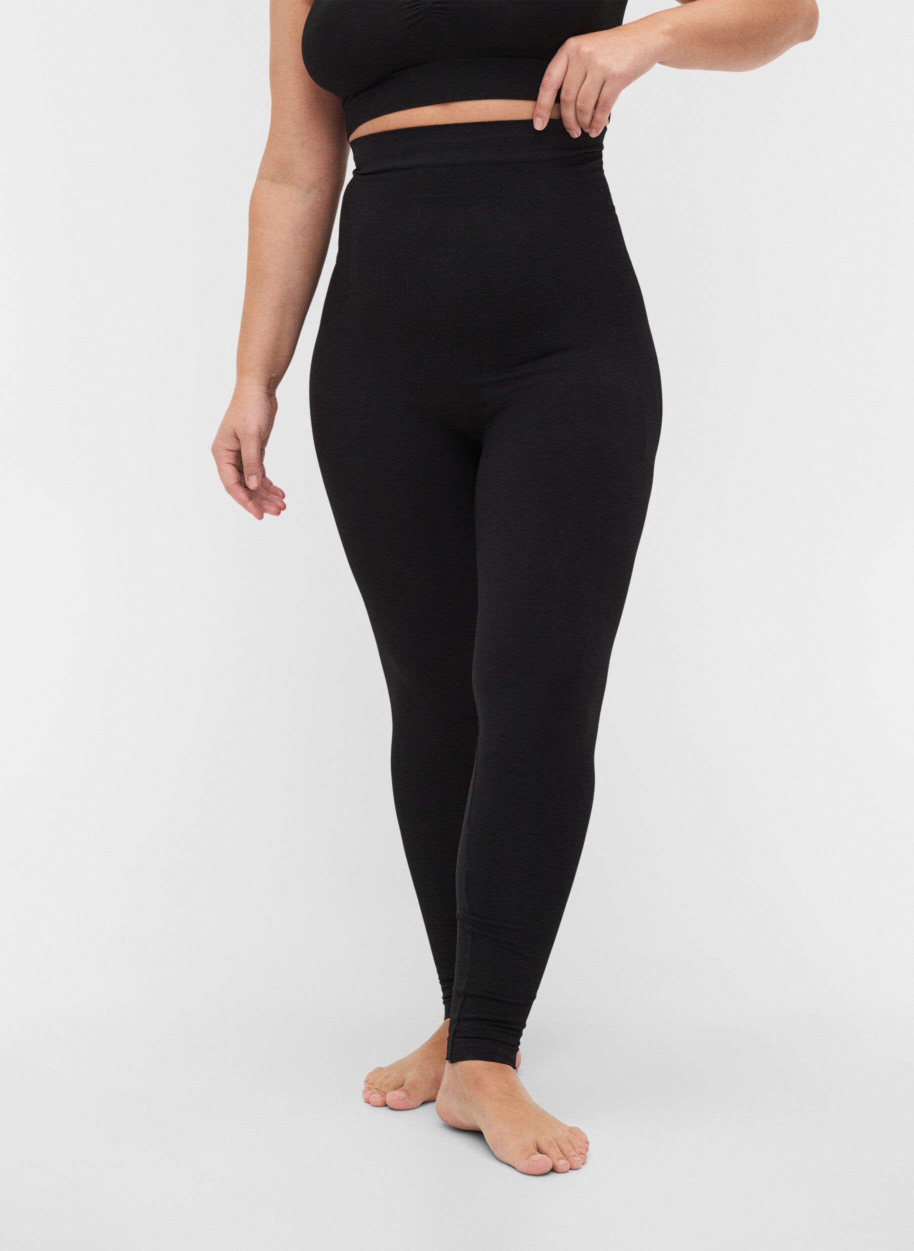 Zizzifashion Shapewear leggings with high waist, Black, Model image number 2