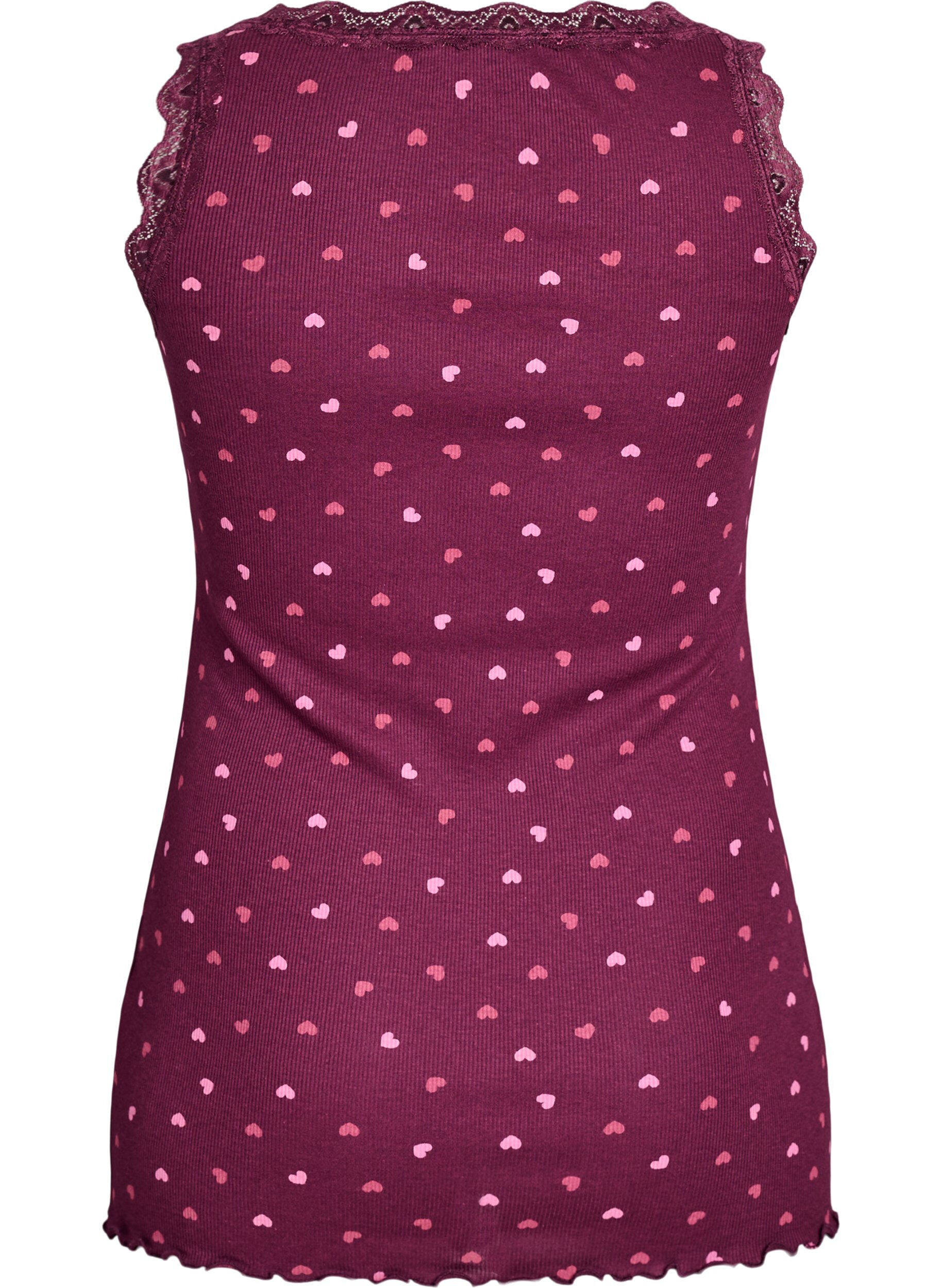 ZizzifashionTop with print and lace edge, Dark Bordeaux, Packshot image number 1