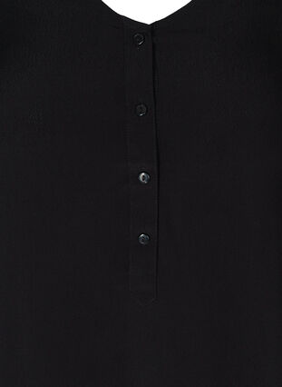 Short-sleeved viscose dress with print, Black, Packshot image number 2