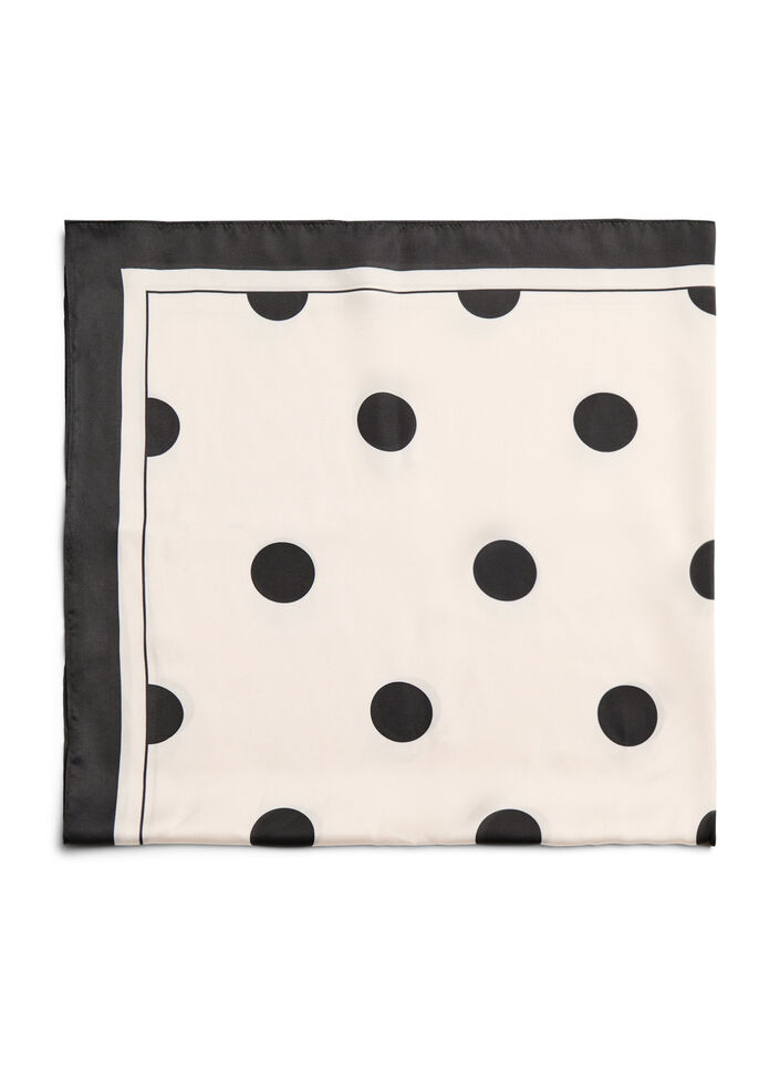 Square scarf in a satin-look with a patterned design, Beige, Packshot image number 2