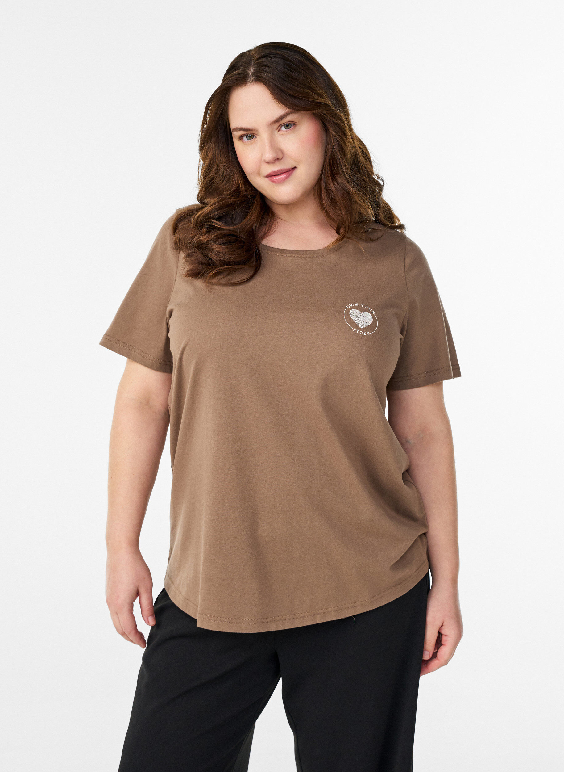 ZizzifashionT-shirt with motif, Brown, Model image number 0