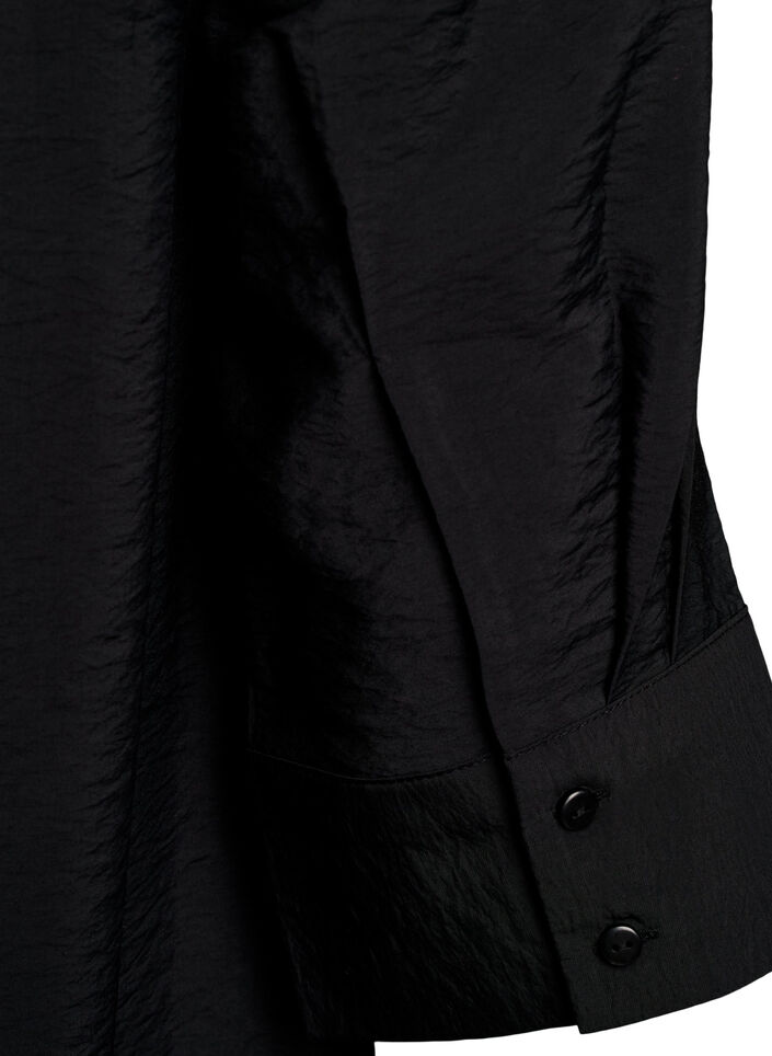 Short dress with collar and chest pocket, Black, Packshot image number 3