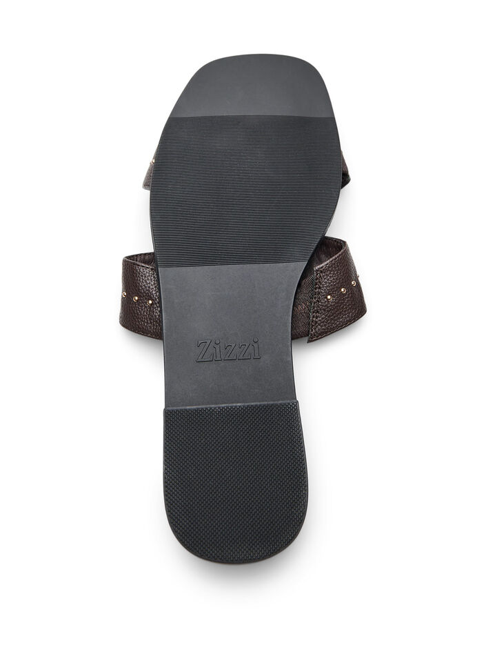 Flat sandals with studs, Brown, Packshot image number 4