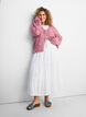 Ankle-length cotton skirt with a smocked waist, White, Model image number 3