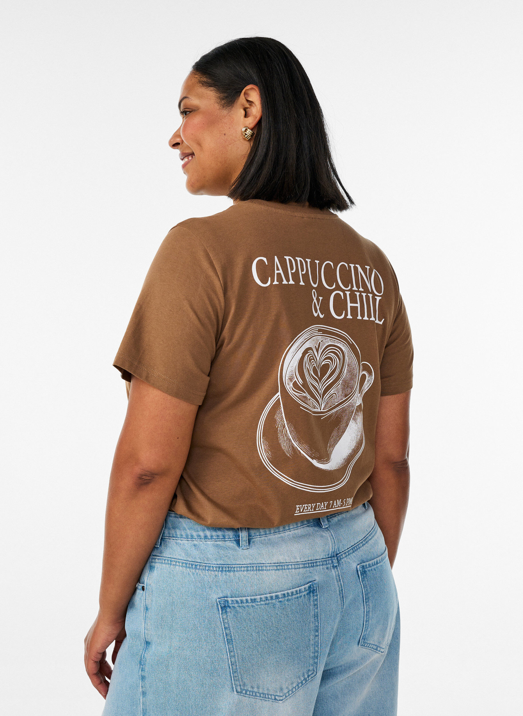 Zizzifashion Cotton T-shirt with print, Brown, Model image number 2