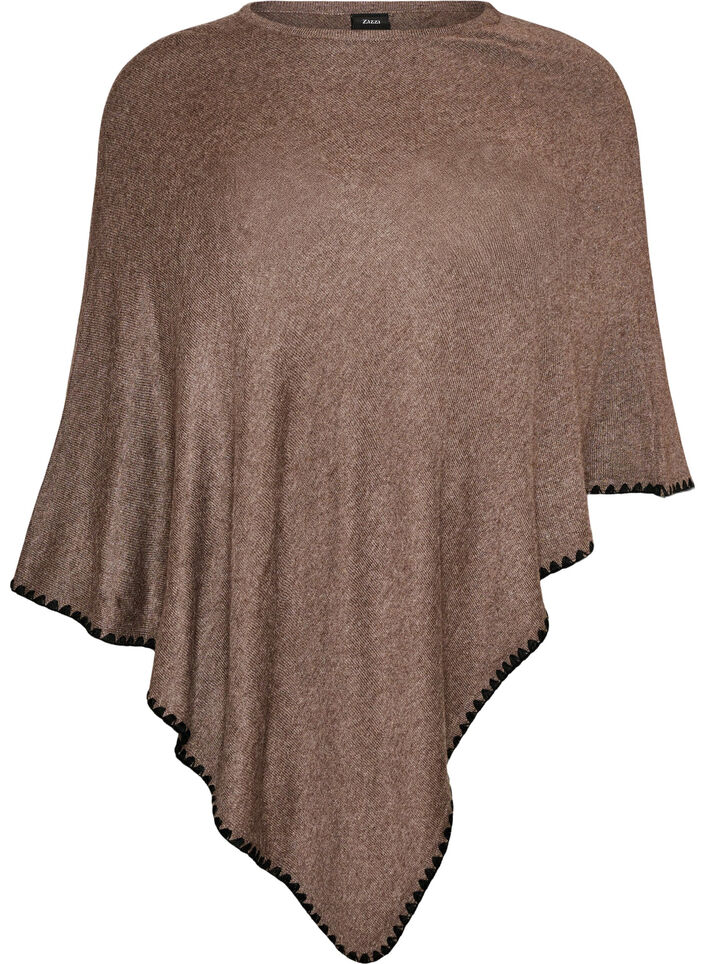 Fine-knit poncho, Brown, Packshot image number 0