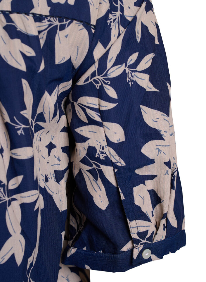 Blouse with print and 1/2 sleeves, Blue, Packshot image number 3