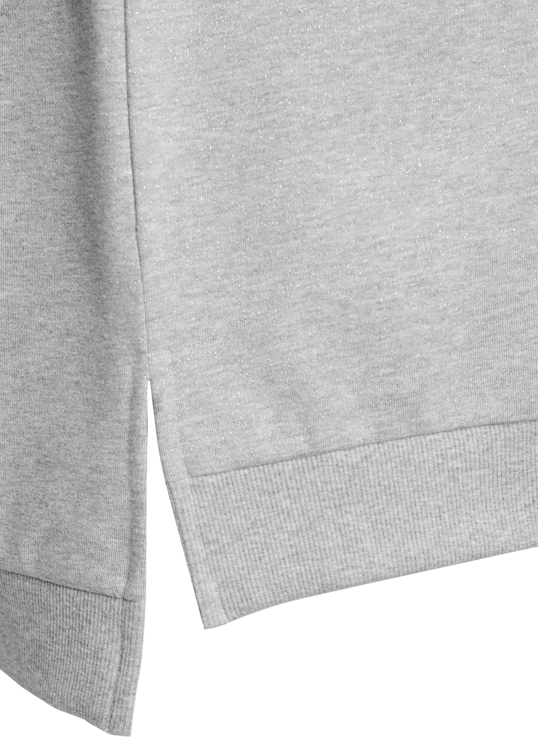 Zizzifashion Sweatshirt with slits and glitter thread, Grey, Packshot image number 3