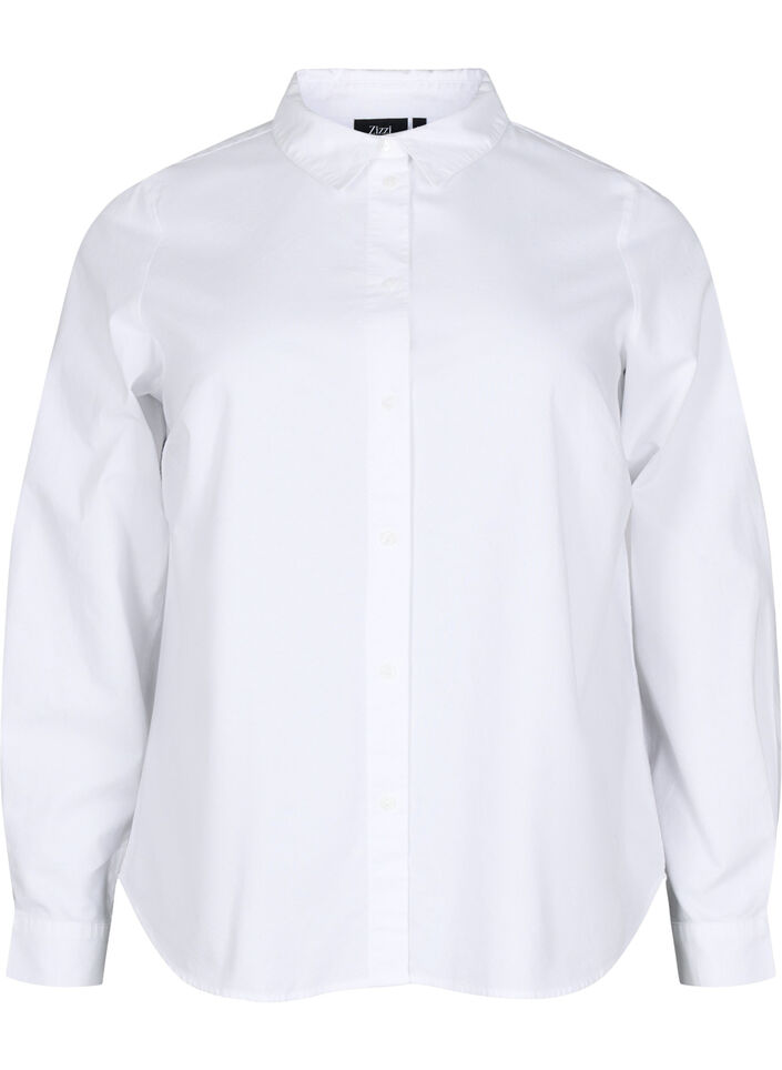 Long-sleeved cotton shirt, White, Packshot