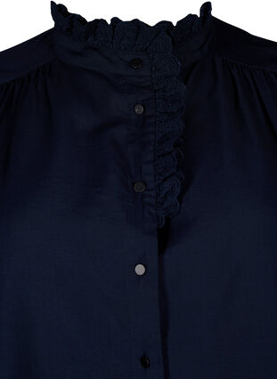 Viscose shirt blouse with ruffles, Sky Captain, Packshot image number 2