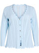 Cardigan with eyelet embroidery and wavy edges, Light Blue, Packshot image number 0